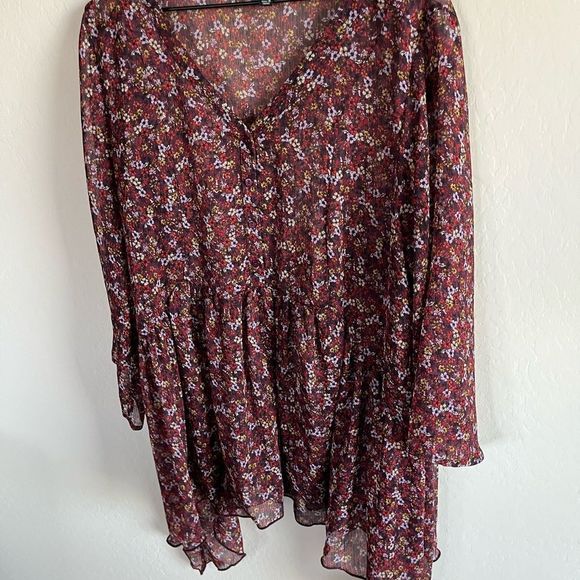 Lane Bryant Belle Floral Women’s Flowy Button Front Babydoll Blouse Size 14/16 - Picture 4 of 10
